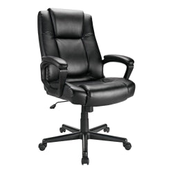 Realspace Hurston Bonded Leather High-Back Executive Office Chair, Black, BIFMA Compliant