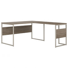 Load image into Gallery viewer, Bush Business Furniture Hybrid 60inW L-Shaped Corner Desk Table With Metal Legs, Modern Hickory, Standard Delivery