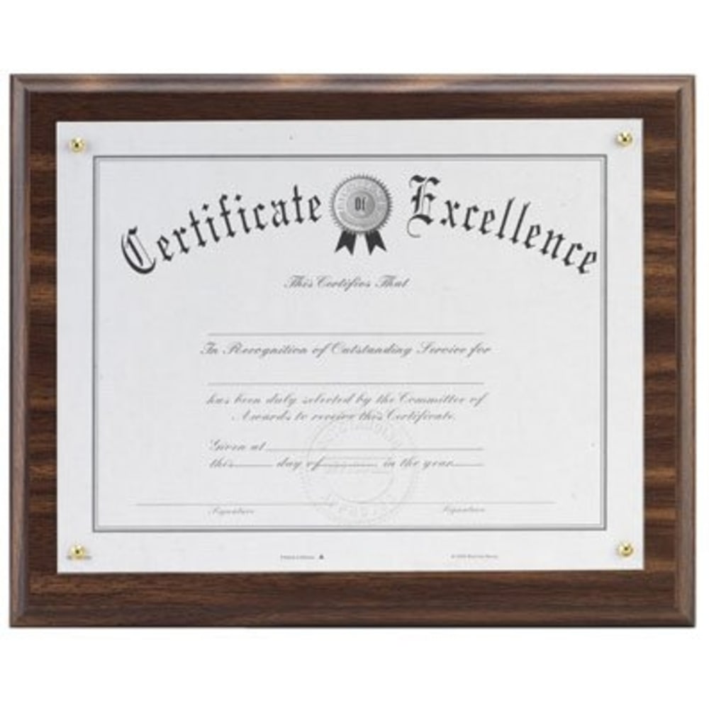 DAX Solid Wood Award Plaques - Holds 8.50in x 11in Insert - Horizontal, Vertical - 1 Each - Walnut