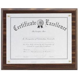 DAX Solid Wood Award Plaques - Holds 8.50in x 11in Insert - Horizontal, Vertical - 1 Each - Walnut