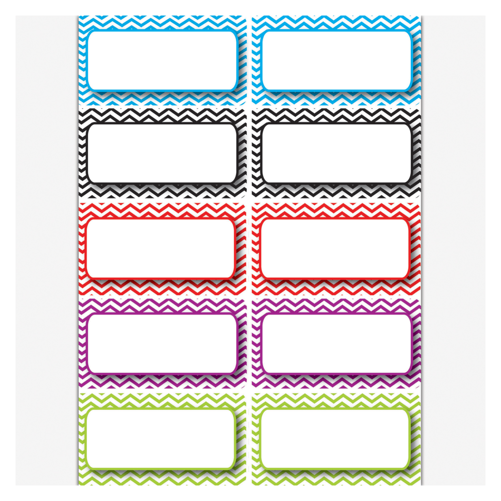 Ashley Productions Die-Cut Magnetic Nameplates, Color Chevron, 3inH x 1 1/2inW x 1/16inD, Assorted Colors, 10 Nameplates Per Pack, Set Of 5 Packs
