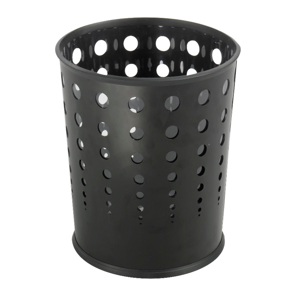 Safco Round Steel Wastebasket, 6 Gallons, Black