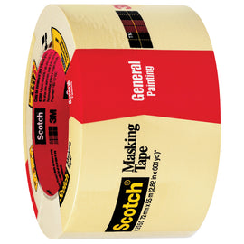3M 2050 Masking Tape, 3in Core, 3in x 180ft, Natural, Pack Of 12