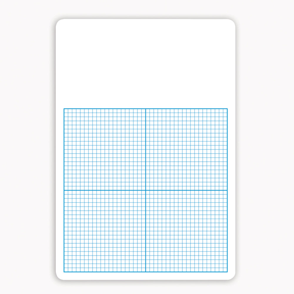 Flipside 1/4in Graph Non-Magnetic Unframed Dry-Erase Whiteboards, 16in x 11in x 1/8in, White/Blue, Pack Of 4