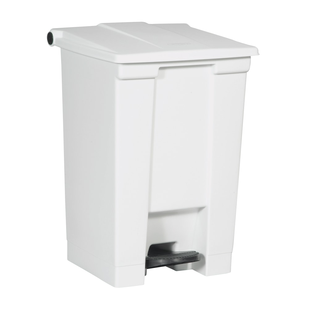 Rubbermaid Step-On Rectangular Plastic Waste Container, 23 5/8in x 15 3/4in x 16 1/4in, 12 Gallons, White