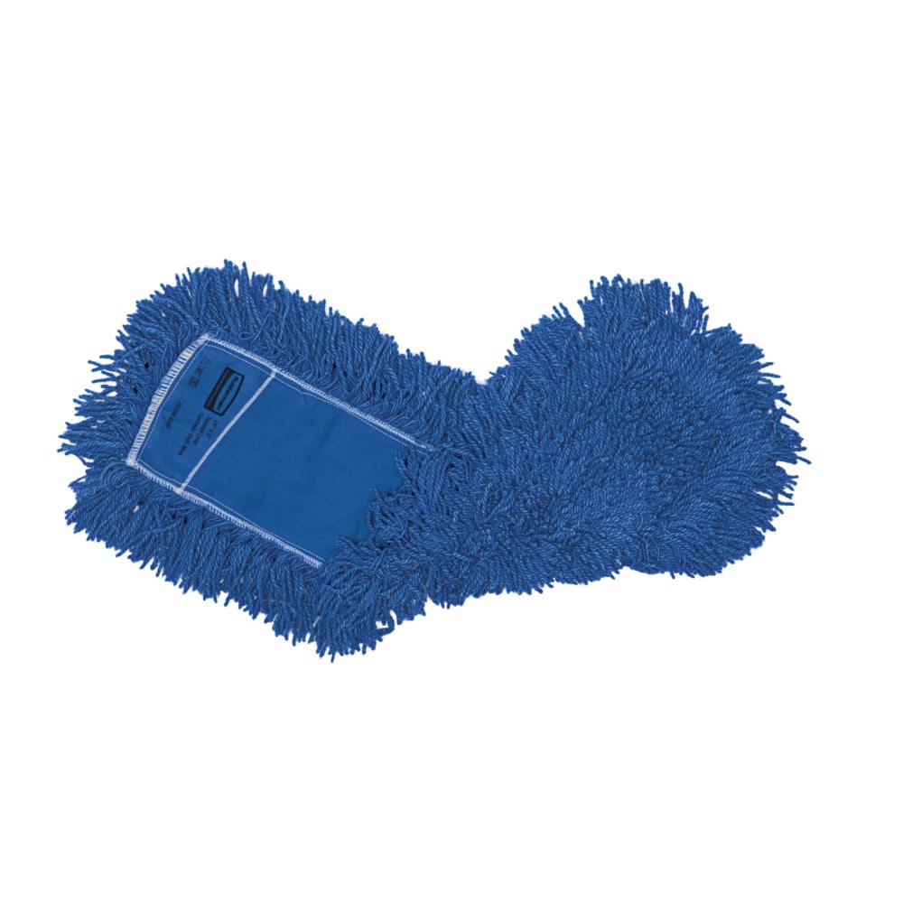Rubbermaid Twisted Loop Synthetic Dust Mop Heads, 5in x 36in, Blue, Pack Of 12