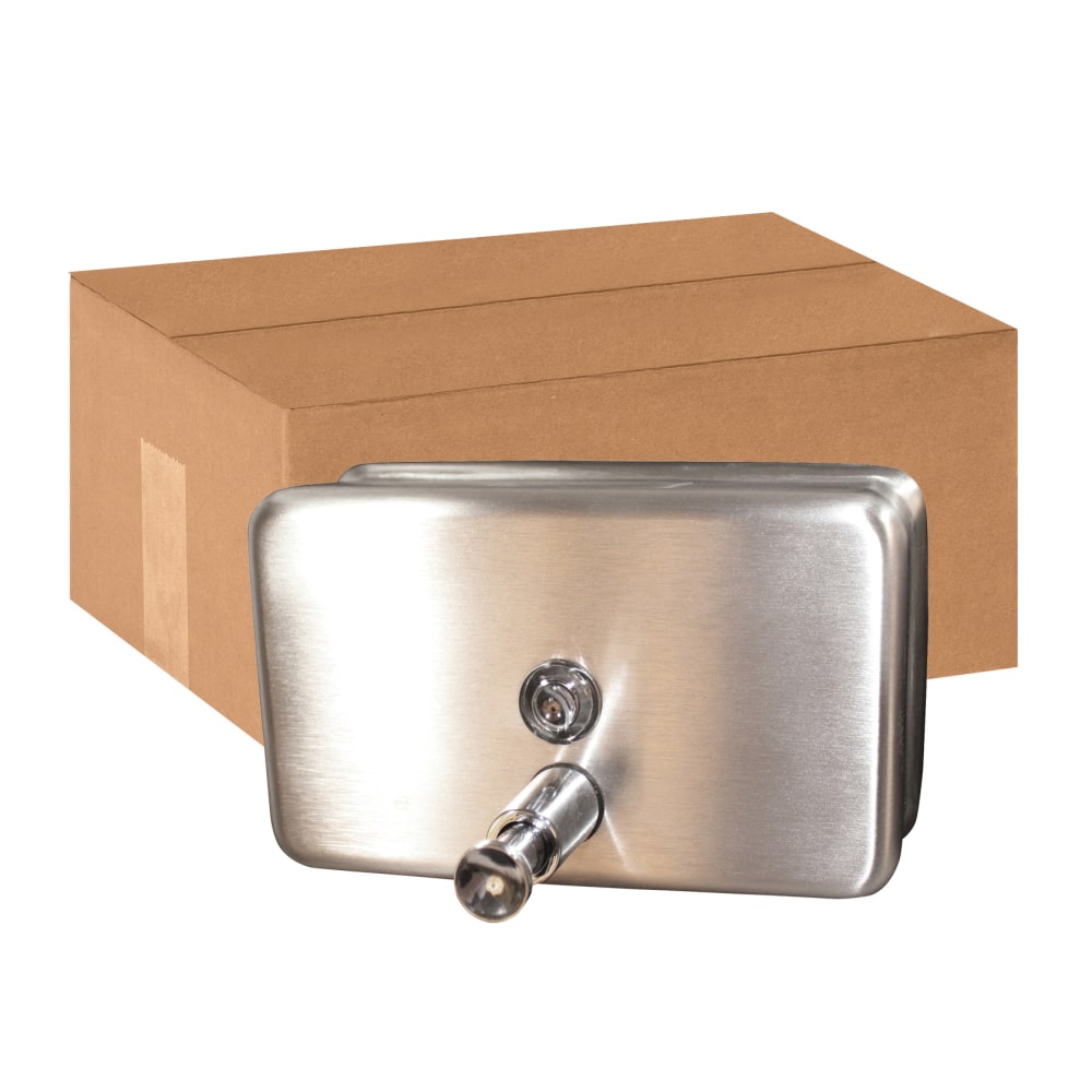 Genuine Joe Stainless 40oz Soap Dispenser - Manual - 1.25 quart Capacity - Stainless Steel - 24 / Carton