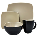 Gibson Home Infinite Glaze 16-Piece Dinnerware Set, Khaki Brown