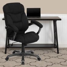 Load image into Gallery viewer, Flash Furniture Ergonomic Microfiber High-Back Chair, Black/Titanium