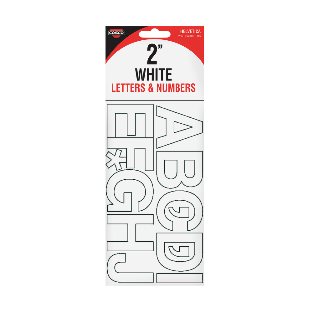 Creative Start Self-Adhesive Letters, Numbers and Symbols, 2in, Helvetica, White, Pack of 133