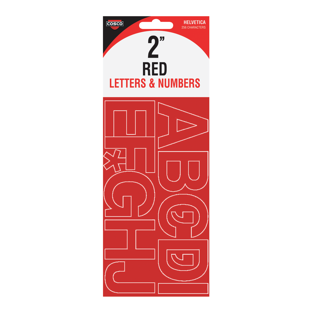 Creative Start Self-Adhesive Letters, Numbers and Symbols, 2in, Helvetica, Red, Pack of 133