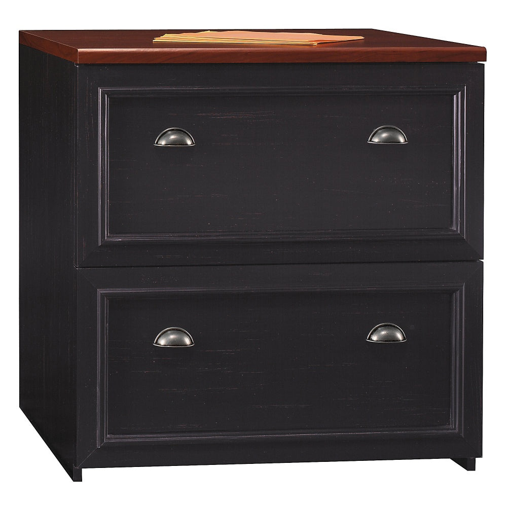 Bush Business Furniture Fairview 21inD Lateral 2-Drawer File Cabinet, Antique Black/Tea Maple, Delivery