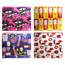 Load image into Gallery viewer, Inkology Bouffants &amp; Broken Hearts Binder Pencil Pouches, Assorted Colors, Pack Of 8 Pouches