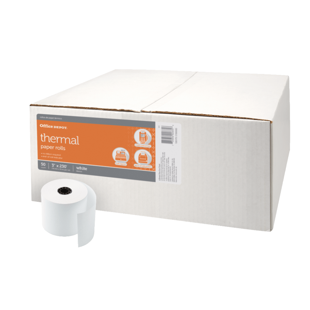 Office Depot Thermal Rolls, 3inx 230ft, Carton Of 50