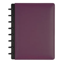 Load image into Gallery viewer, TUL Discbound Notebook With Leather Cover, Junior Size, Narrow Ruled, 60 Sheets, Purple