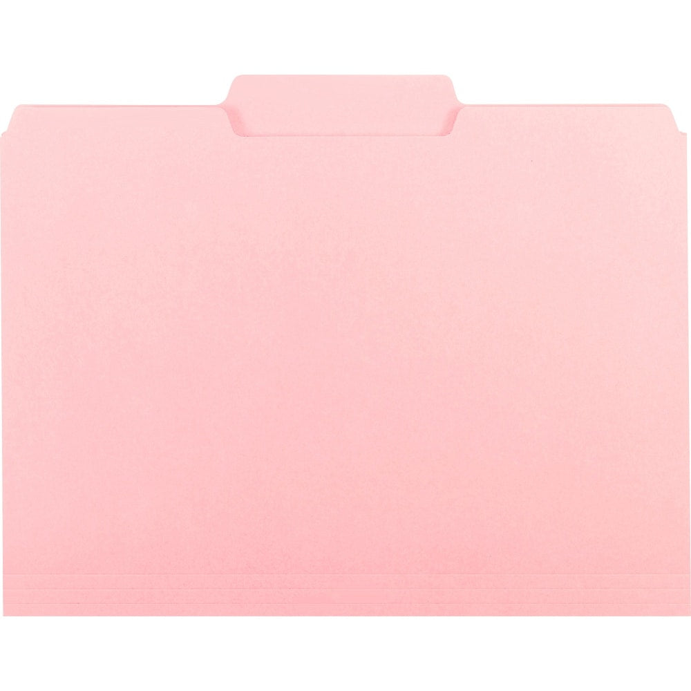 Smead 1/3 Tab Cut Letter Recycled Hanging Folder - 8 1/2in x 11in - 3/4in Expansion - Top Tab Location - Assorted Position Tab Position - Vinyl - Pink - 10% Recycled - 100 / Box