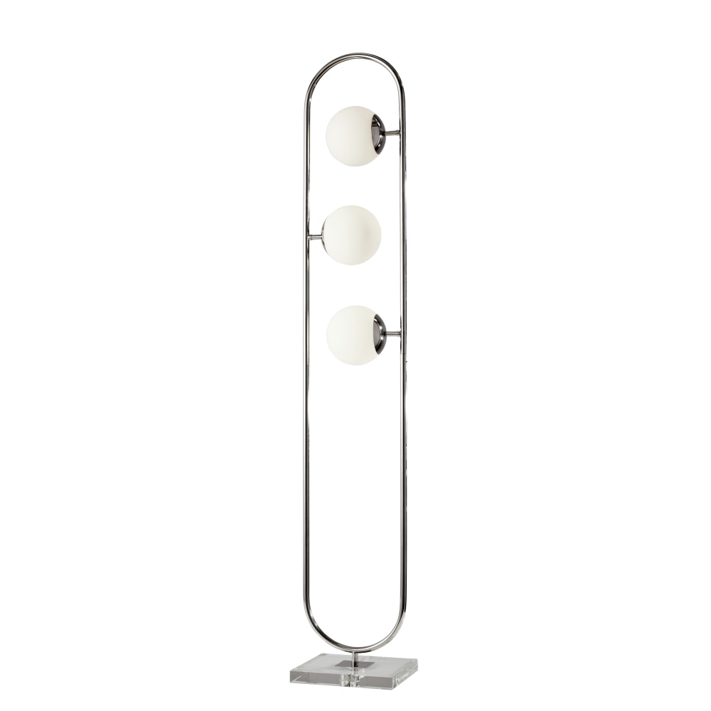 Adesso Sabrina LED Floor Lamp, 61inH, White Shade/Polished Nickel Base