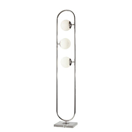 Adesso Sabrina LED Floor Lamp, 61inH, White Shade/Polished Nickel Base