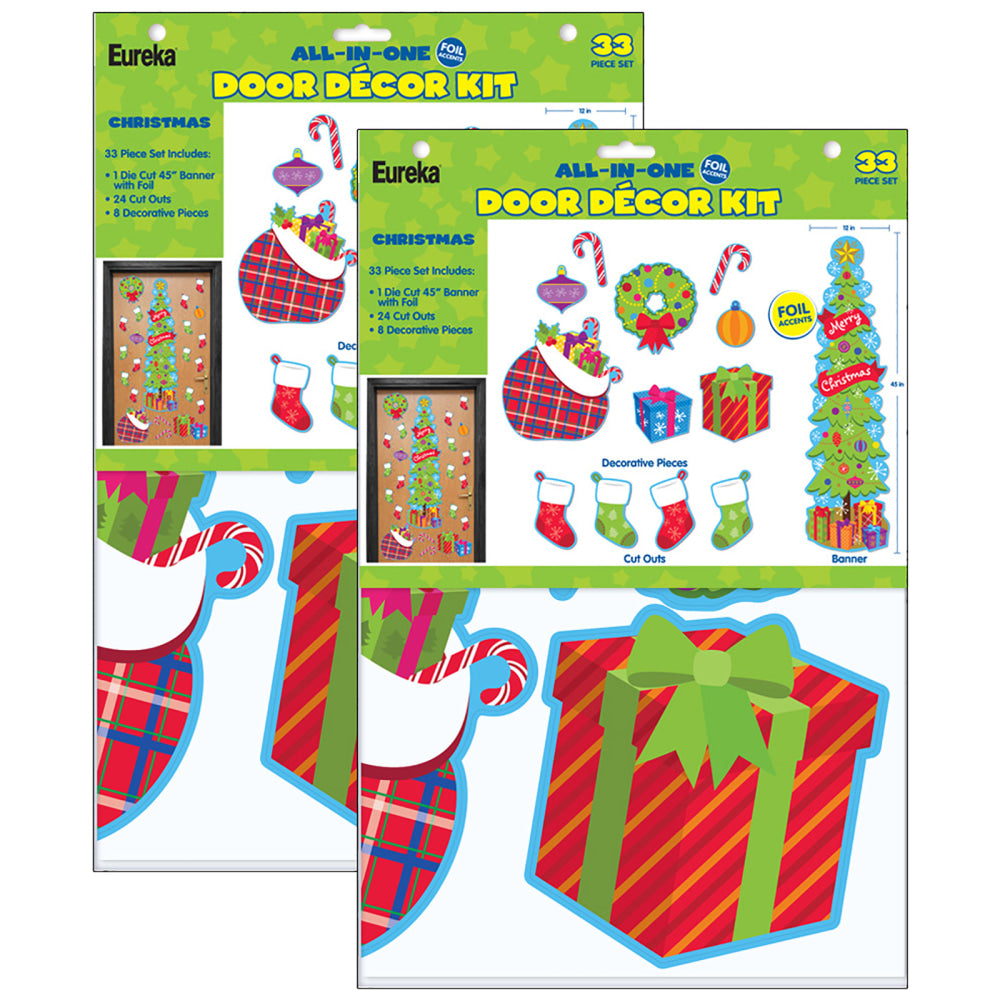 Eureka School All-In-One Door Decor Kits, Christmas, Set Of 2 Kits