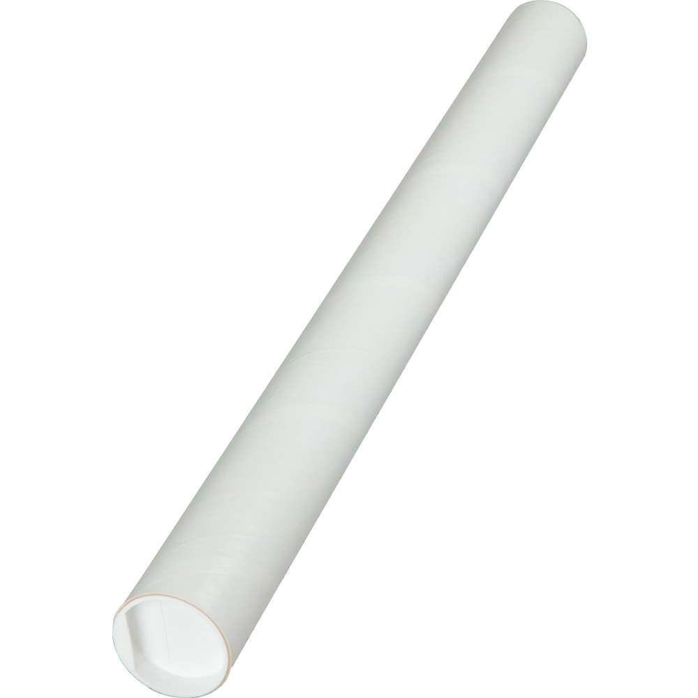Quality Park White Kraft Fiberboard Mailing Tubes - 2in Width x 24in Length - Removable End Caps - Fiberboard, Kraft - 25 / Carton - White