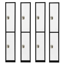 Load image into Gallery viewer, Alpine 2-Tier Steel Lockers, 72inH x 12inW x 12inD, Black/White, Set Of 4 Lockers
