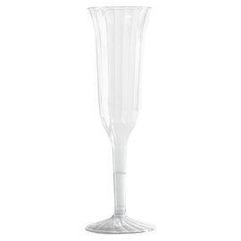 WNA Classic Crystal Plastic Champagne Flutes, 5 Oz, Clear, 10 Flutes Per Pack, Carton of 12 Packs
