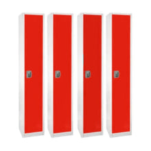 Load image into Gallery viewer, Alpine AdirOffice 1-Tier Steel Lockers, 72inH x 12inW x 12inD, Red, Pack Of 4 Lockers