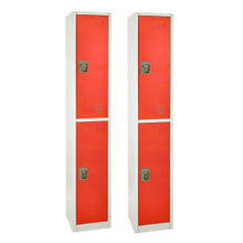 Load image into Gallery viewer, Alpine 2-Tier Steel Lockers, 72inH x 15inW x 15inD, Red, Set Of 2 Lockers