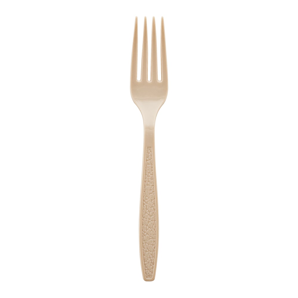 Solo Extra Heavyweight Cutlery - 1000/Carton - Fork - 1 x Fork - Breakroom - Disposable - Textured - Polystyrene - Champagne