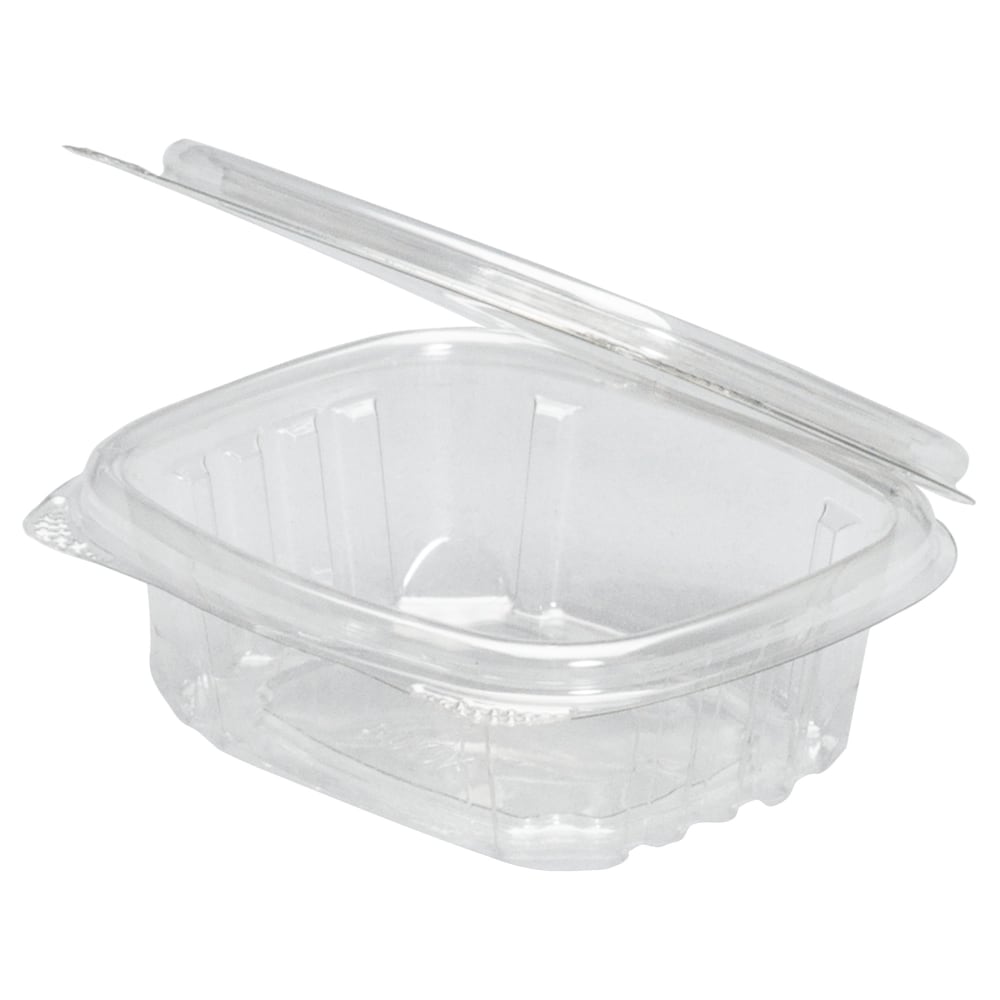 Genpak Plastic Hinged-Lid Deli Containers, 8 Oz, Clear, 100 Containers Per Bag, Pack Of 2 Bags