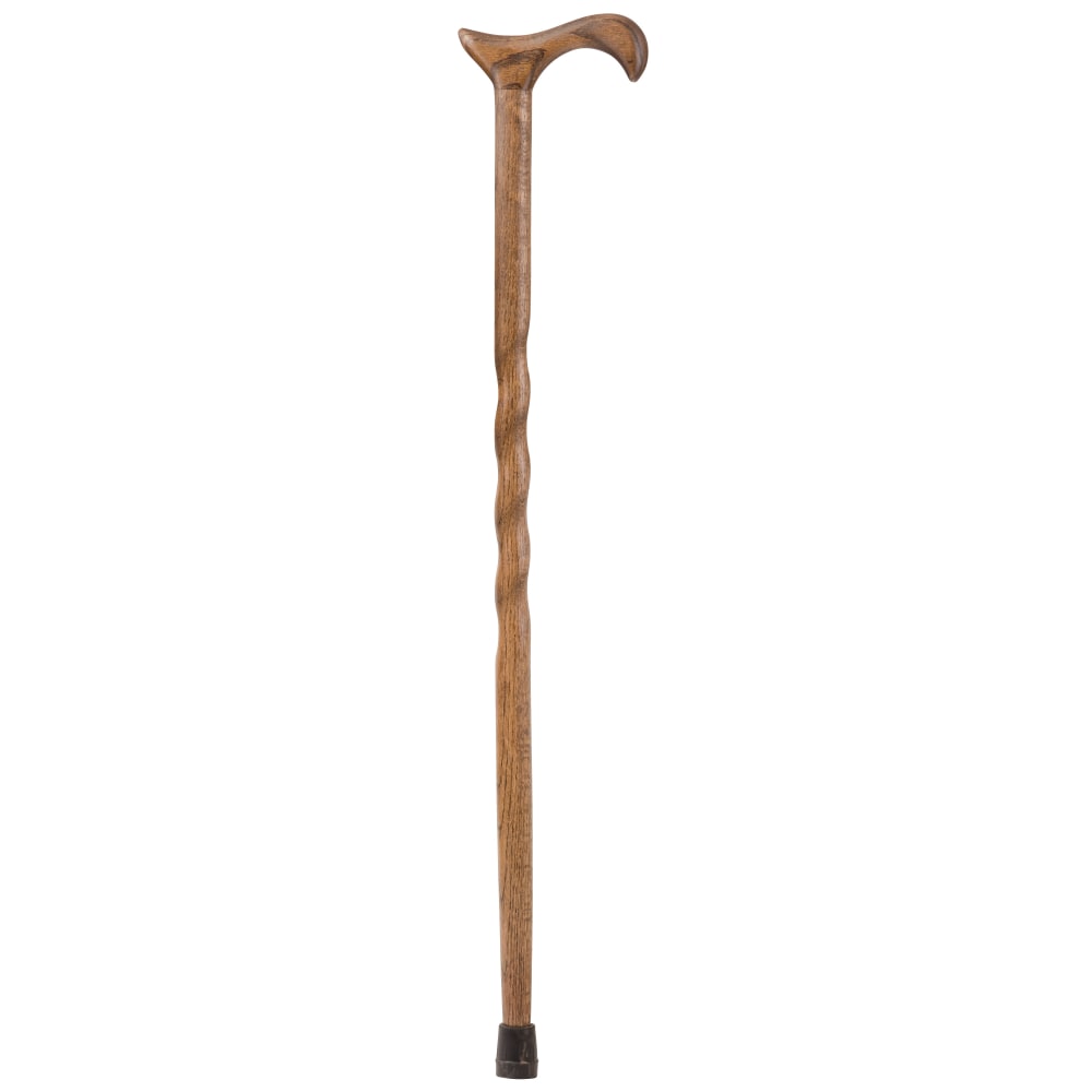 Brazos Walking Sticks Twisted Oak Walking Cane With Derby Handle, 37in, Brown