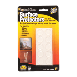 Master Caster Scratch Guard Surface Protectors, 3/4in Diameter Circles, Clear, Pack Of 20