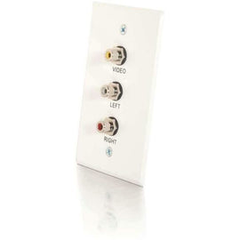 C2G Single Gang Composite Video + Stereo Audio Wall Plate - Mounting plate - RCA X 3 - white brushed aluminum - 1-gang