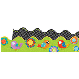 Carson-Dellosa 2-Sided Scalloped Borders, Boho Birds And Blooms, Multicolor, Grades Pre-K - 8, Pack Of 13