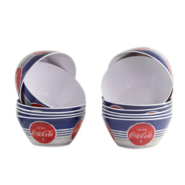 Coca-Cola Americana 12-Piece Bowl Set, 6in, Blue