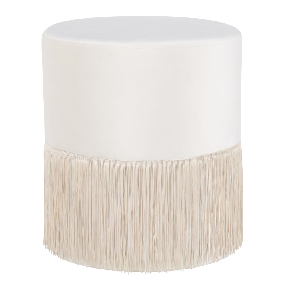 LumiSource Fringe Ottoman, Cream