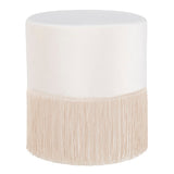 LumiSource Fringe Ottoman, Cream