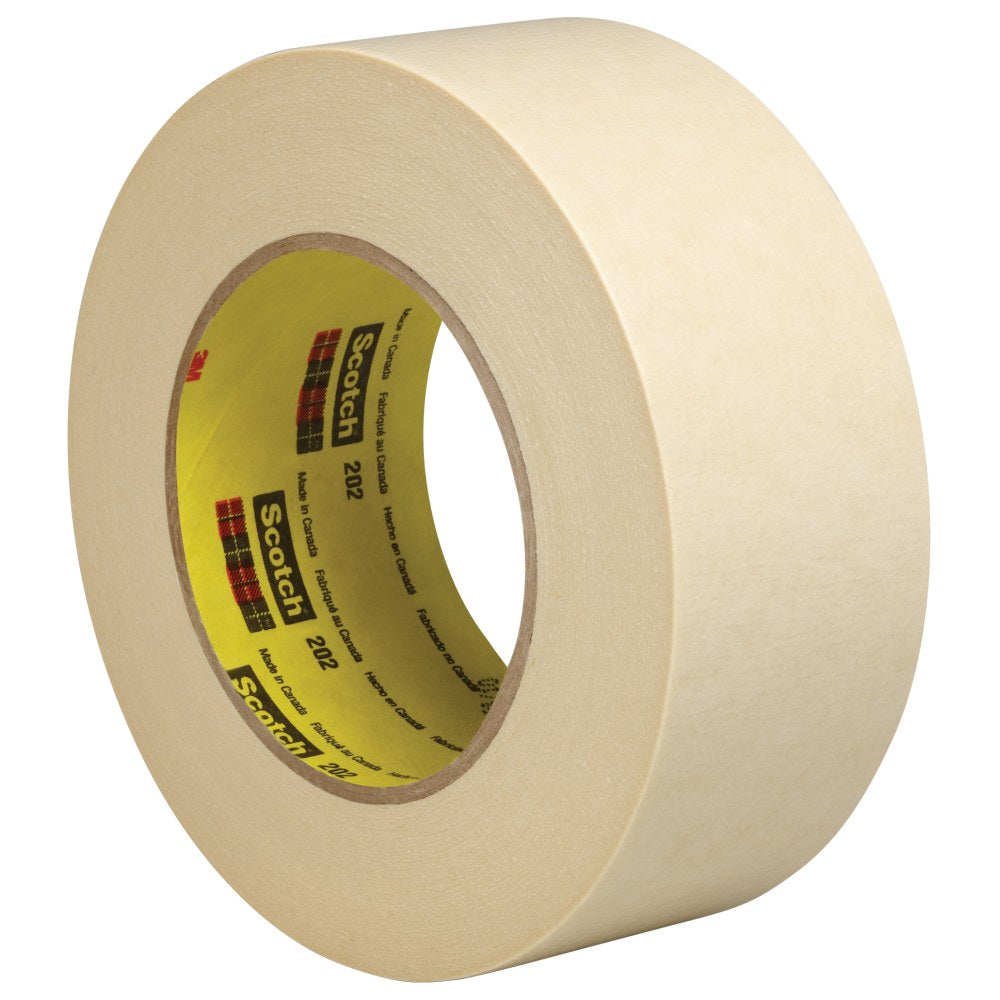 3M 202 Masking Tape, 3in Core, 2in x 180ft, Natural, Pack Of 24
