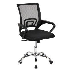 Mind Reader Swivel Office Chair with Wheels, Plastic/Mesh, Black