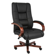 Load image into Gallery viewer, Boss Aaria Ergonomic Vinyl/Wood High-Back Chair, Black/Cherry