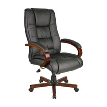 Load image into Gallery viewer, Boss Office Products Aaria Ergonomic Vinyl/Wood High-Back Chair, Black/Mahogany