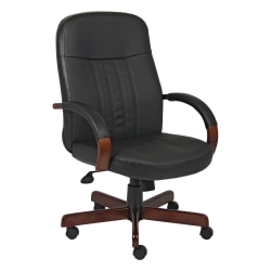 Boss Office Products Ergonomic LeatherPlus Bonded Leather Chair, Black/Mahogany