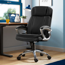 Load image into Gallery viewer, Serta Big And Tall Ergonomic Bonded Leather High-Back Office Chair, Black/Silver