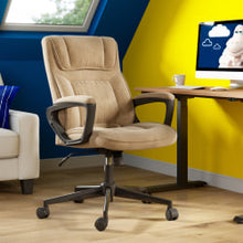Load image into Gallery viewer, Serta Executive Office Ergonomic Microfiber Mid-Back Chair, Light Beige/Black