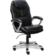 Load image into Gallery viewer, Serta Puresoft Ergonomic Bonded Leather/Mesh High-Back Chair, Black/Silver