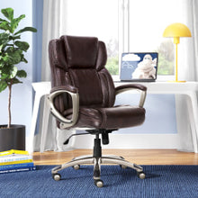 Load image into Gallery viewer, Serta Executive Office Ergonomic Bonded Leather High-Back Chair, Biscuit Brown/Silver