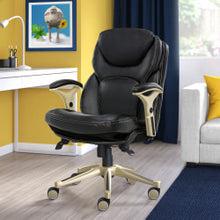 Load image into Gallery viewer, Serta Back in Motion Health And Wellness Ergonomic Bonded Leather Mid-Back Office Chair, Black/Silver