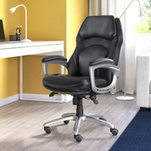 Load image into Gallery viewer, Serta Back in Motion Health &amp; Wellness Executive Ergonomic Bonded Leather Office Chair, Smooth Black