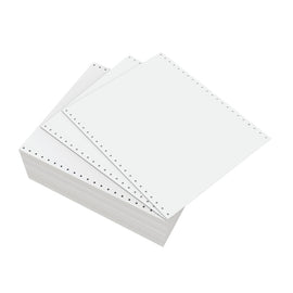 Domtar Continuous Form Paper, Standard Perforation, 9 1/2in x 11in, 15 Lb, Blank White, Carton Of 3,500 Forms