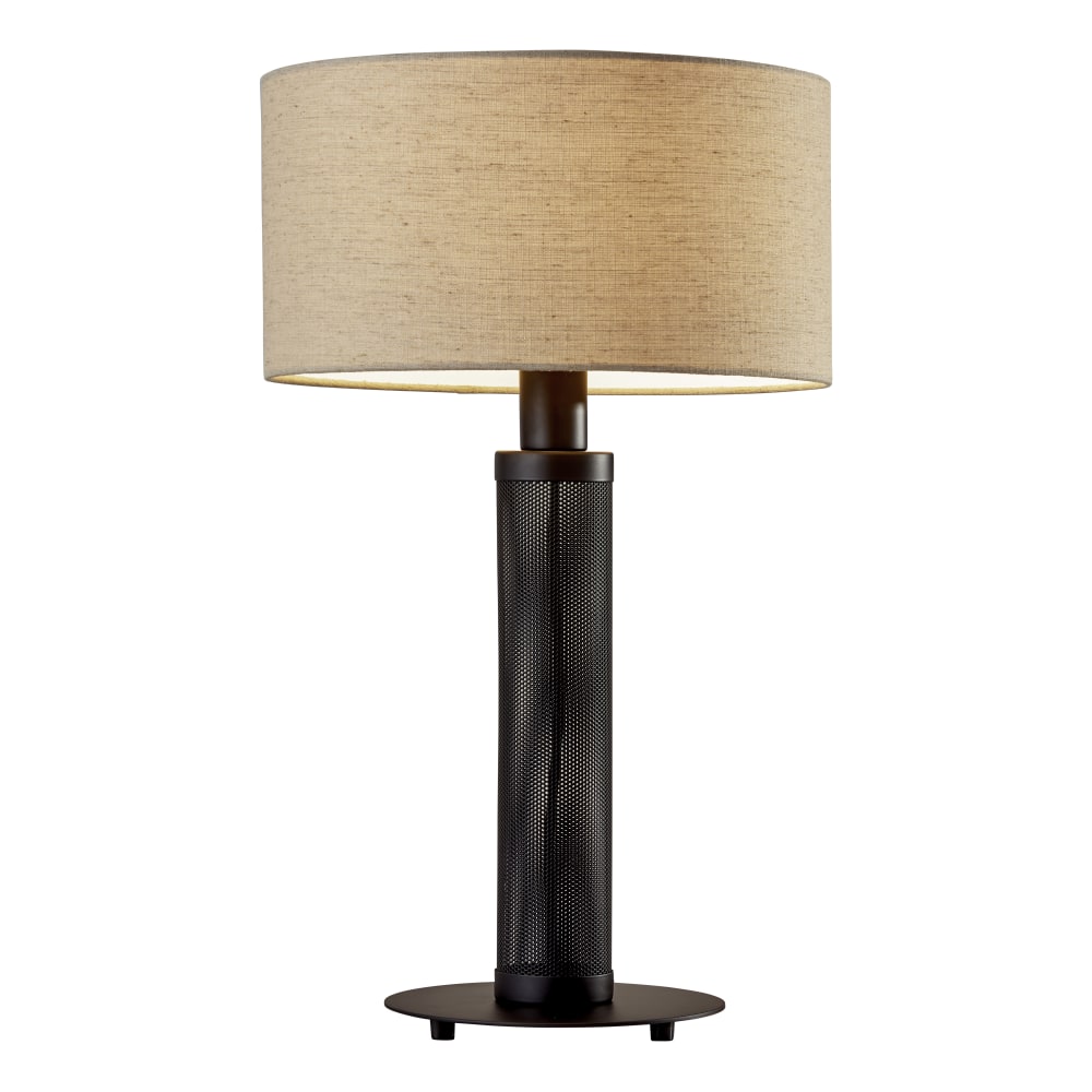 Adesso Benjamin Table Lamp, 24-3/4inH, Beige Shade/Black Base